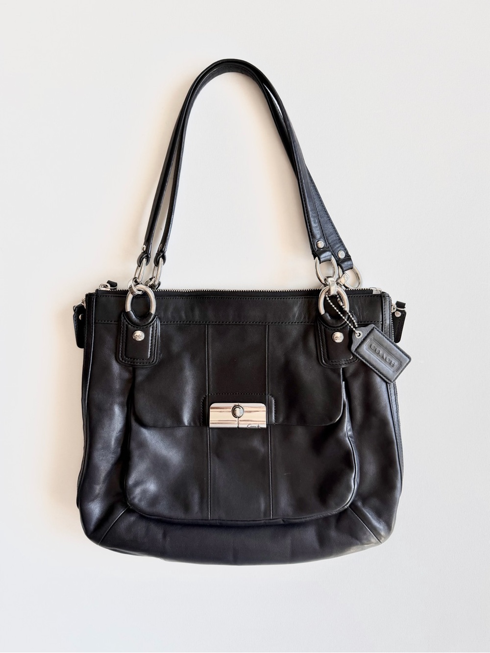 Coach Kristin Black Leather Shoulder Bag Tote Purse